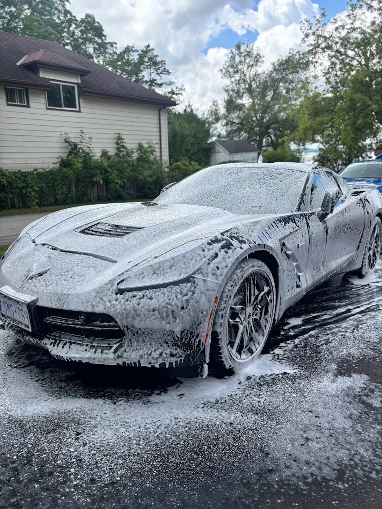 Exterior foam wash during a full detail appointment
